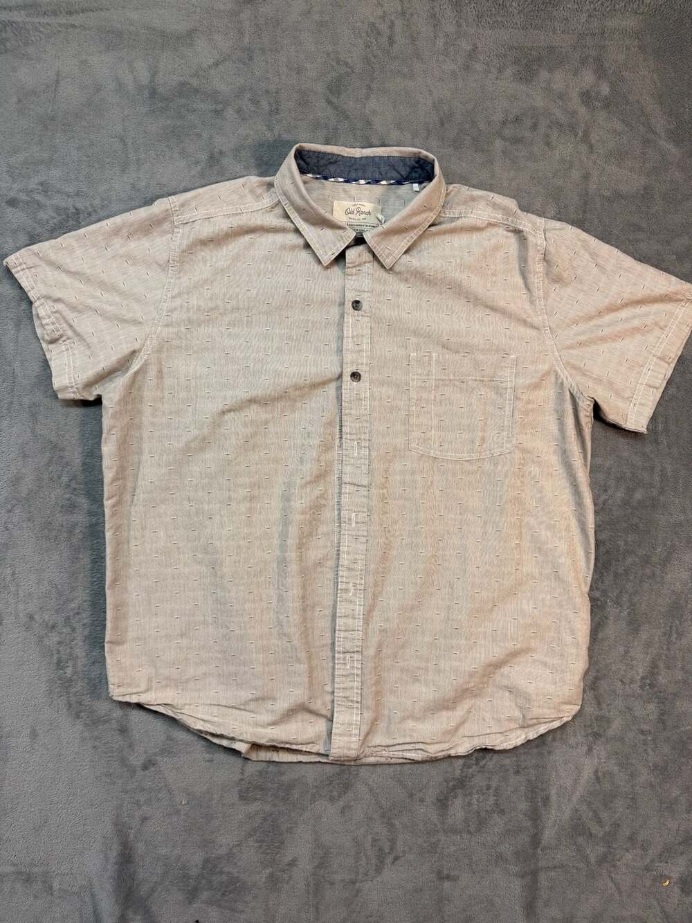 Old Ranch Organic Cotton Short Sleeve Button Up Shirt Tan XL